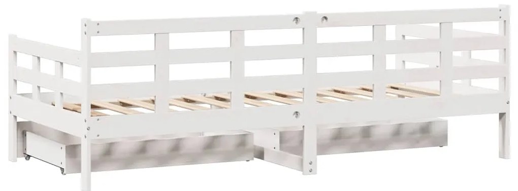 Sofá-cama c/ gavetas 90x200cm madeira de pinho maciça branco
