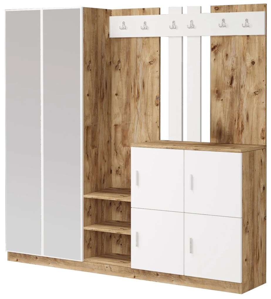 Cabide de Entrada DD9 – Pinho Atlântico e Branco – 187,2x180x37,5 cm