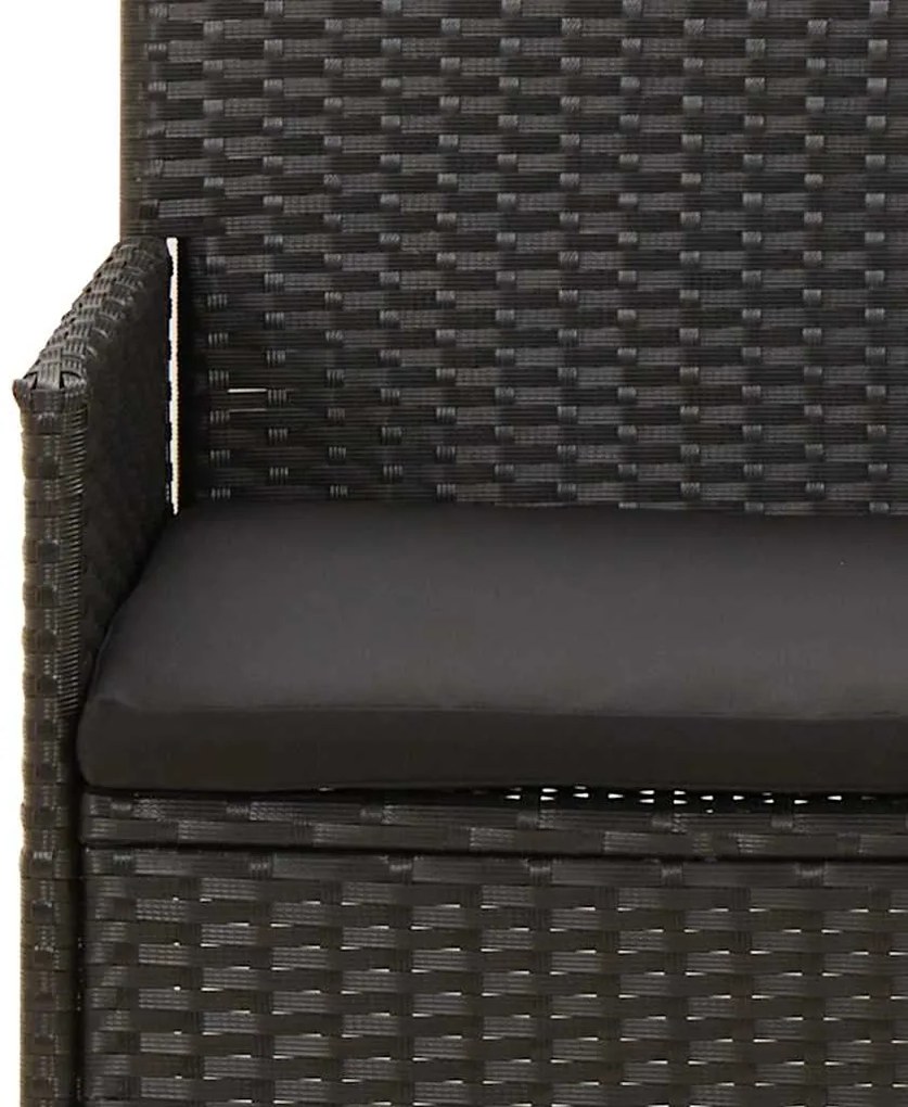 4 pcs conjunto lounge de jardim c/ almofadões vime PE preto