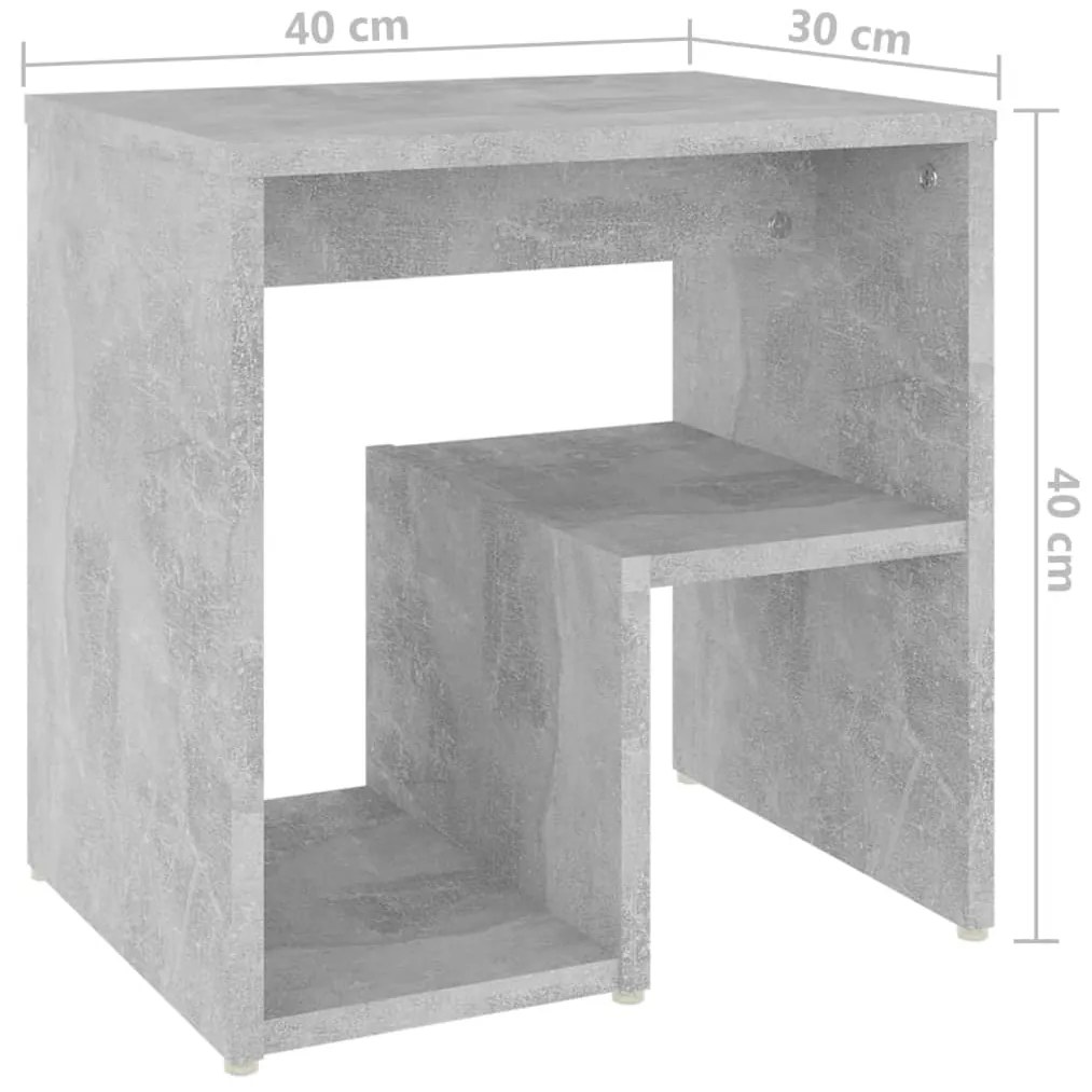 Mesa de cabeceira 40x30x40 cm contraplacado cinzento cimento