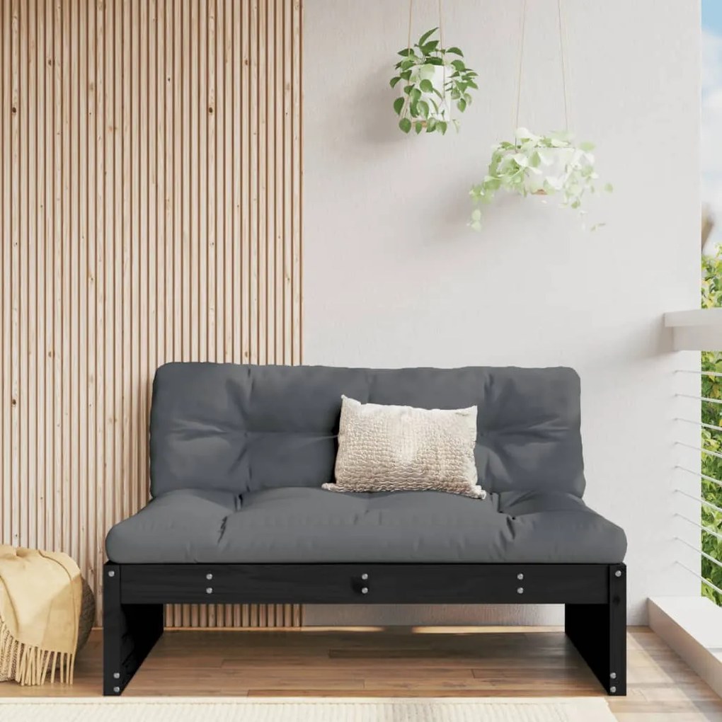 vidaXL Sofá de centro 120x80 cm madeira de pinho maciça preto