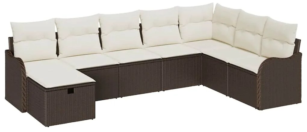 Conjunto de Sofá para Jardim de 8 Peças com Almofadas em Vime Poliéste
