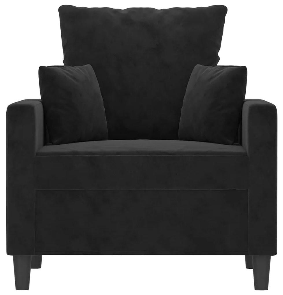 Poltrona Cinha - Cor Preto - 78x77x80 cm - Em Veludo e Estrutura em Me