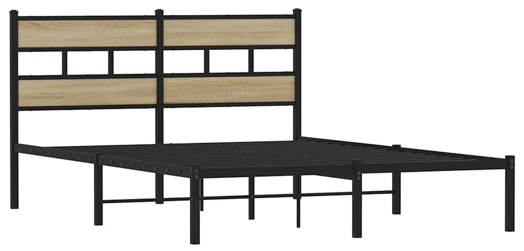 Estrutura de cama sem colchão 135x190 cm metal carvalho sonoma