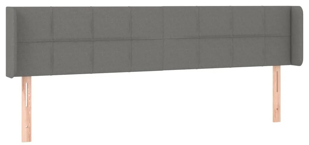 Cabeceira cama c/ luzes LED tecido 163x16x78/88cm cinza-escuro