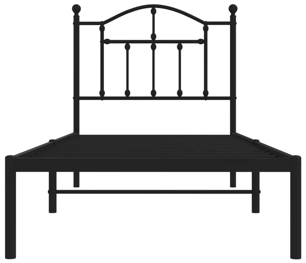 Estrutura de cama com cabeceira 80x200 cm metal preto