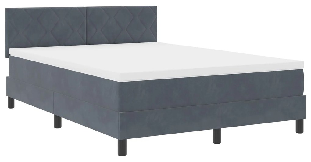 Cama Box com Colchão vidaXL Cinza Escuro 140x200 cm Veludo