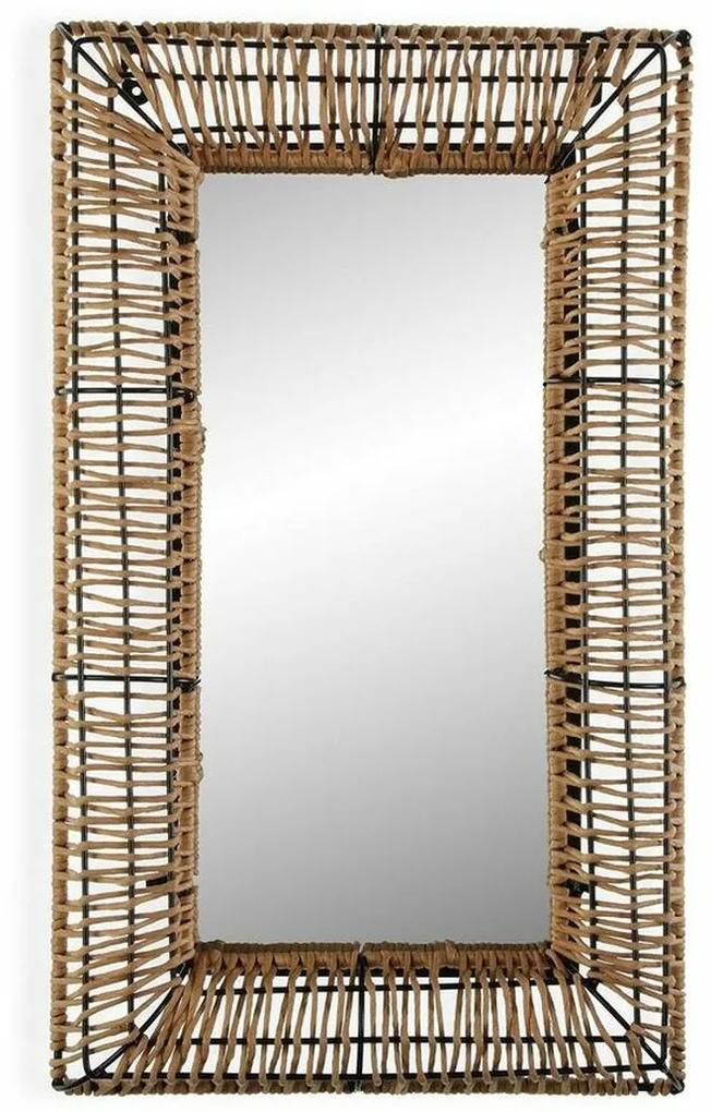 Espelho de parede Versa Megara Quadrado Espelho Rotim Bambu (3 x 50 x 30 cm)