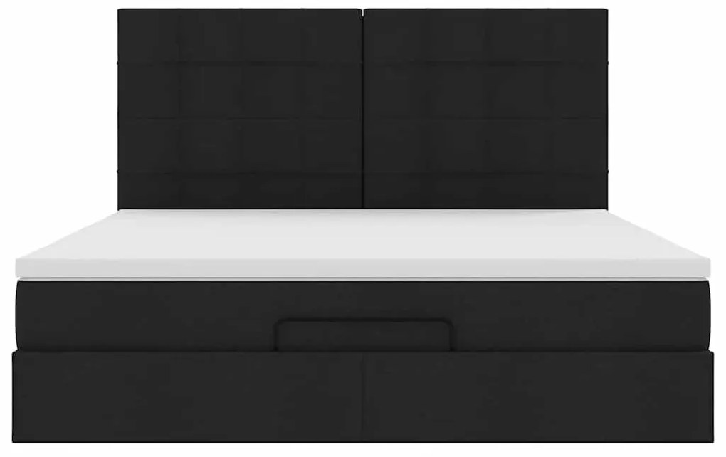 Estrutura de cama otomana com colchão 160x200 cm tecido preto