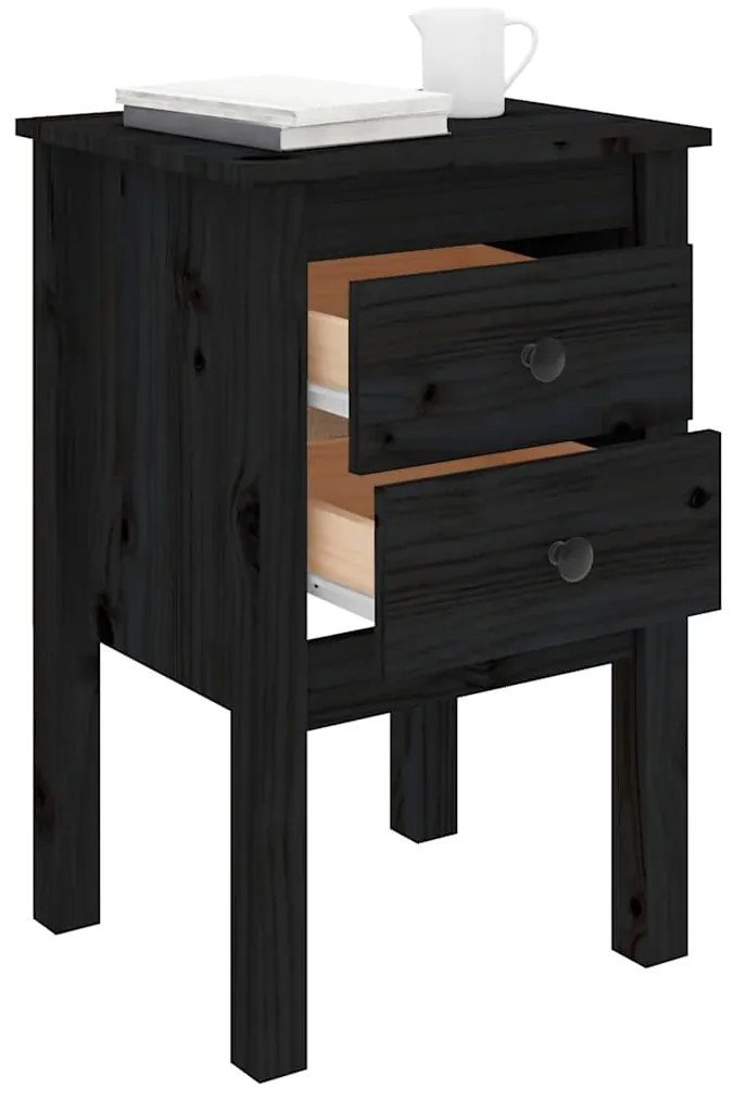 Mesas de cabeceira 2 pcs 40x35x61,5 cm pinho maciço preto