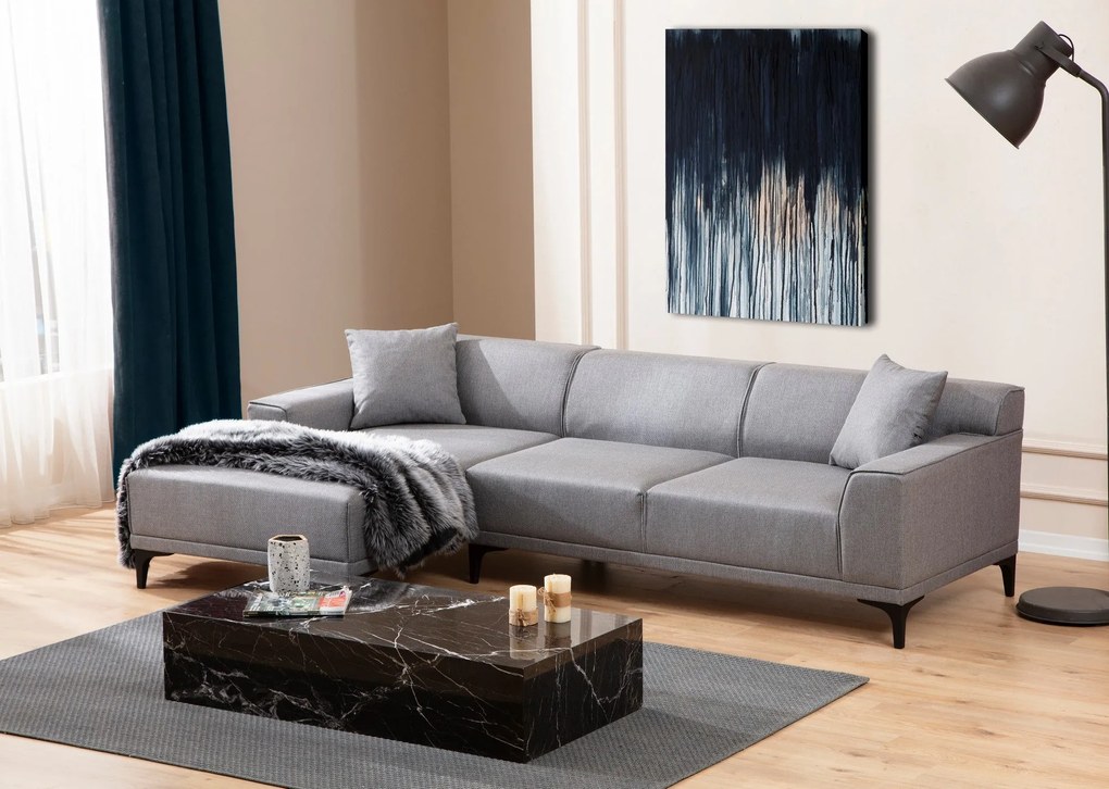 Sofá de Canto Petra – Cinzento Claro – 145 x 250 cm