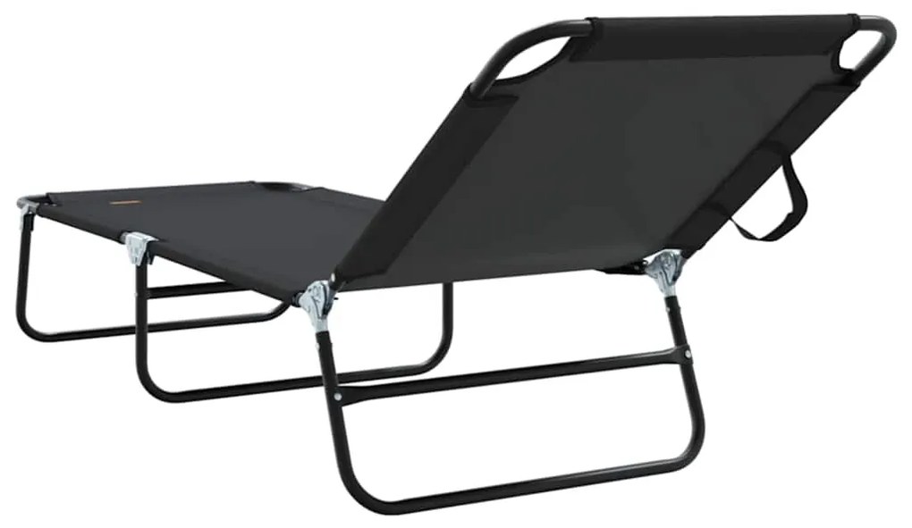 Espreguiçadeira Dobrável 2 pcs Portátil Preta 600D Tecido Oxford