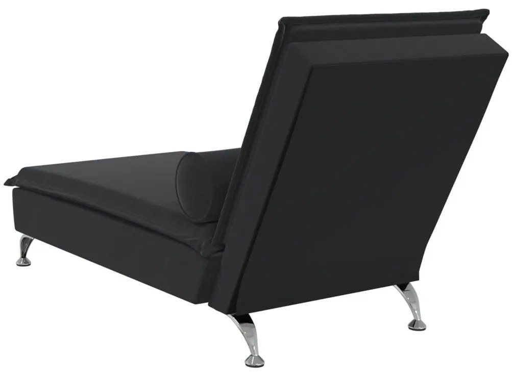 Chaise lounge de massagem com rolo veludo preto