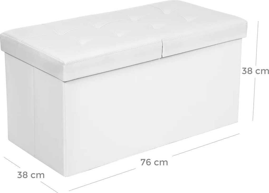 Banco arrumação com tampa articulada 76 x 38 x 38 cm Branco