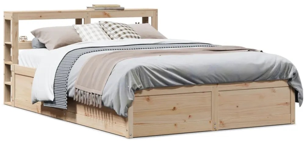Estrutura de cama c/ cabeceira 150x200 cm pinho maciço