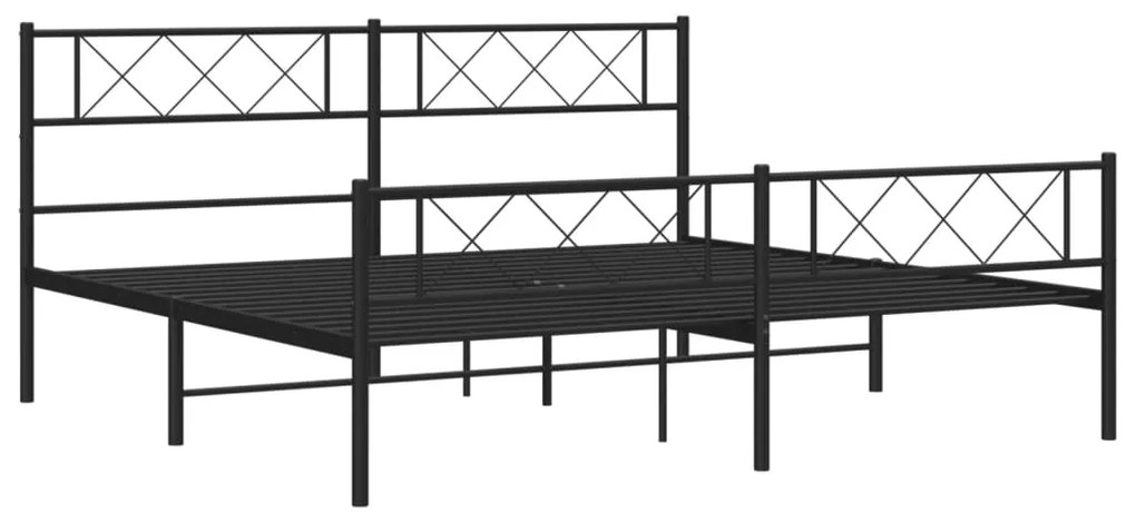 Estrutura de cama com cabeceira e pés 193x203 cm metal preto