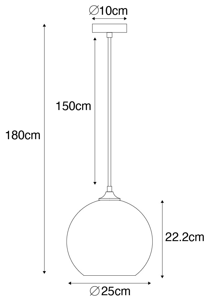 LED Candeeiro de suspensão inteligente preto com vidro fumê incl. Wifi A60 - Wallace Art Deco