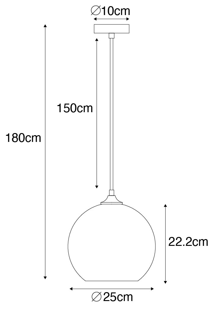 LED Candeeiro suspenso inteligente preto com vidro fumê incluindo WiFi A60 - Wallace Art Deco