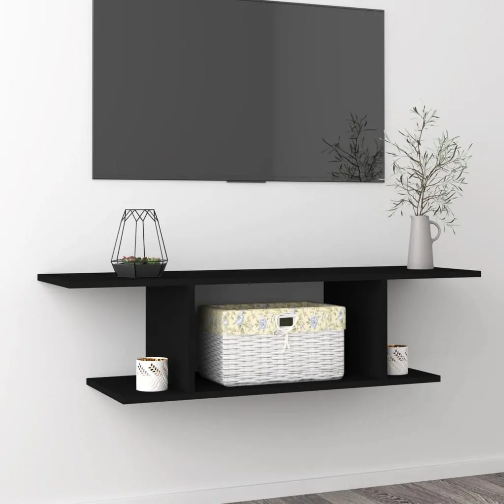 vidaXL Móvel de TV para parede 103x30x26,5 cm preto