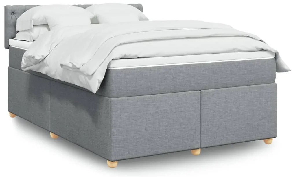 vidaXL Cama com molas/colchão 140x200 cm tecido cinzento-claro