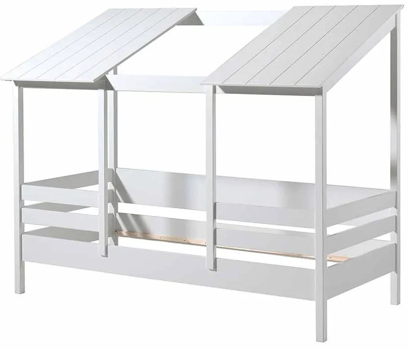 Conjunto Cama para Crianças Casa HOUSEBED 09 ROOF + ESTRADO + COLCHÃO (90x200) BRANCA