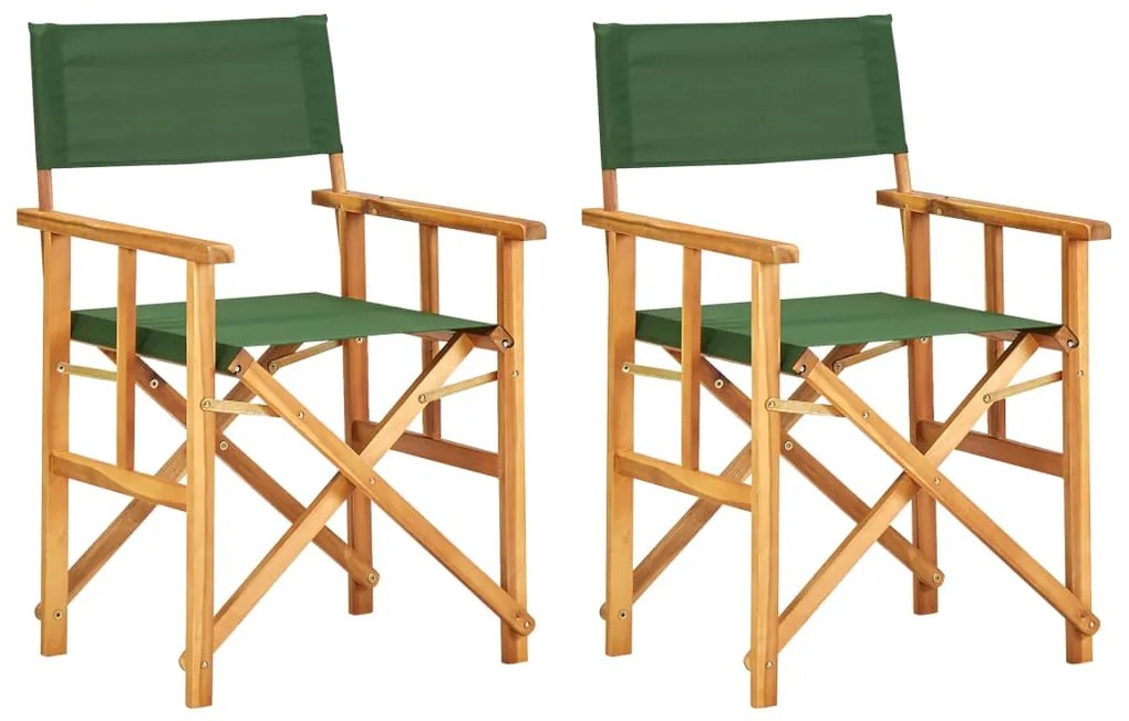 vidaXL Cadeiras de realizador 2 pcs madeira de acácia maciça verde