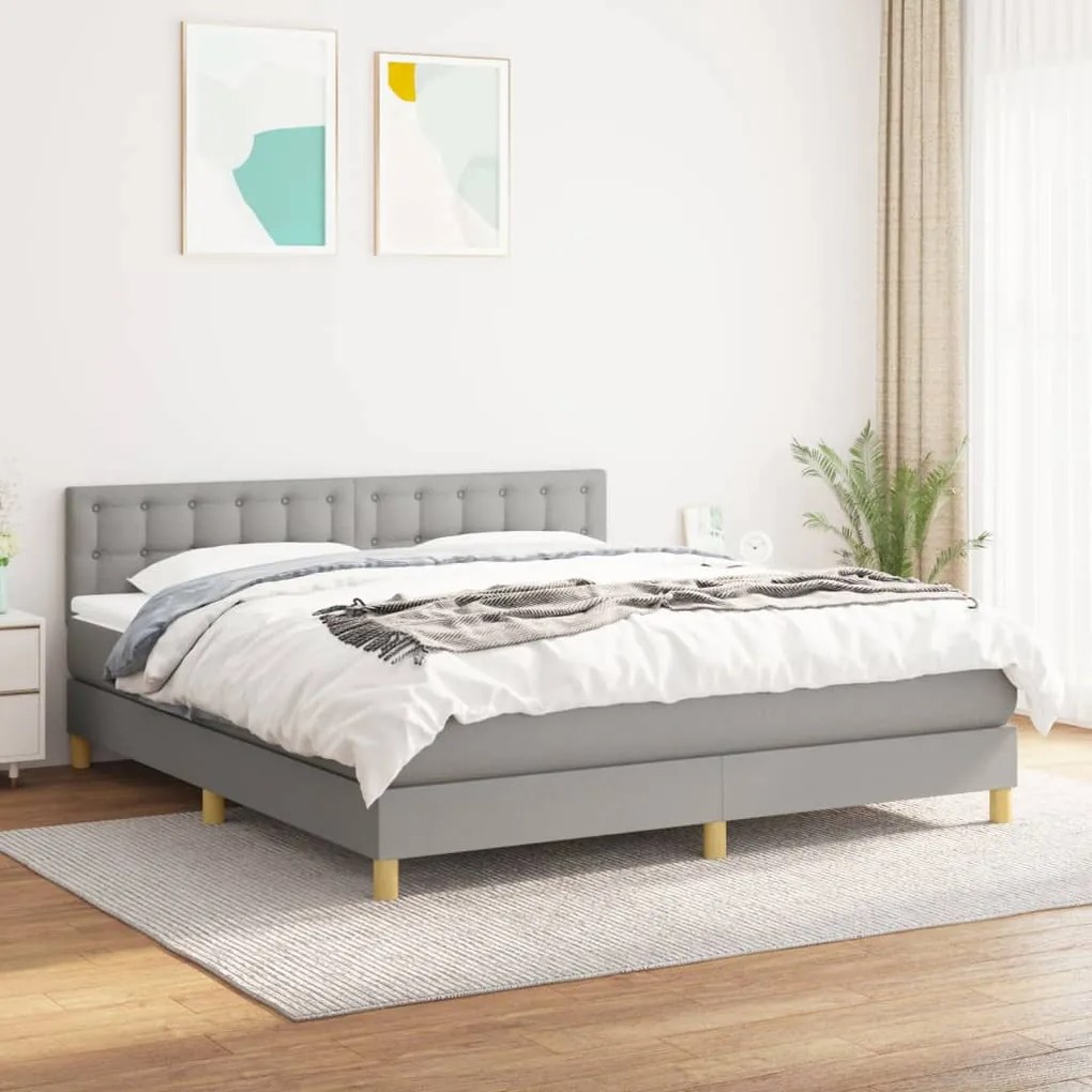 vidaXL Cama com molas/colchão 180x200 cm tecido cinzento-claro