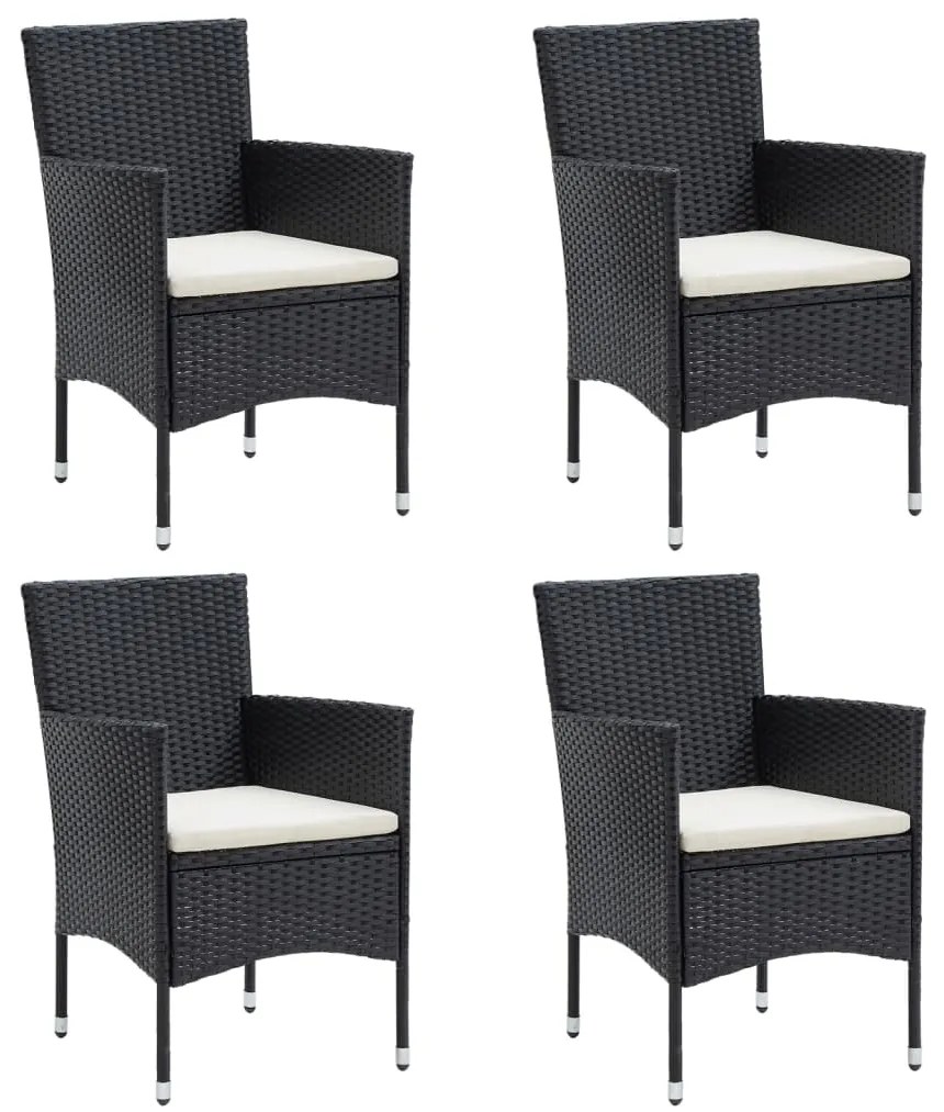 5 pcs conjunto de jantar p/ jardim c/ almofadões preto