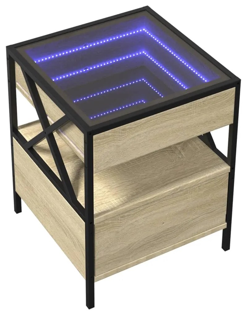 Mesa de cabeceira c/ LED Infinity 40x40x51 cm carvalho sonoma