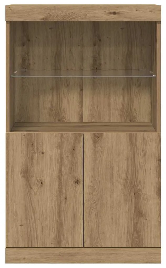 Sideboard vidaXL com luzes LED Carvalho Artesanal 60x37x100 cm