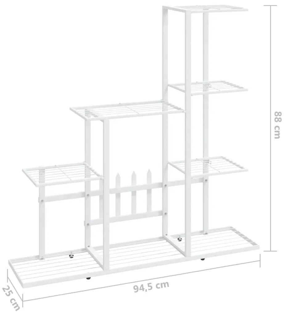 Suporte de vasos 94,5x25x88 cm metal branco