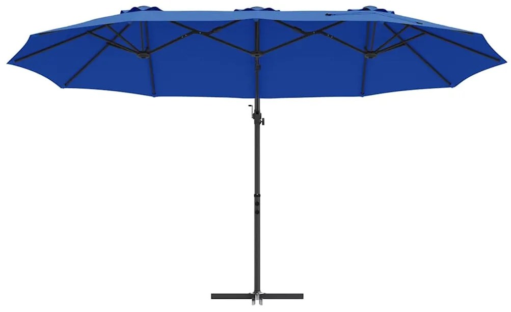 Guarda-sol cantilever de jardim azul ciano 372 x 198 x 253 cm