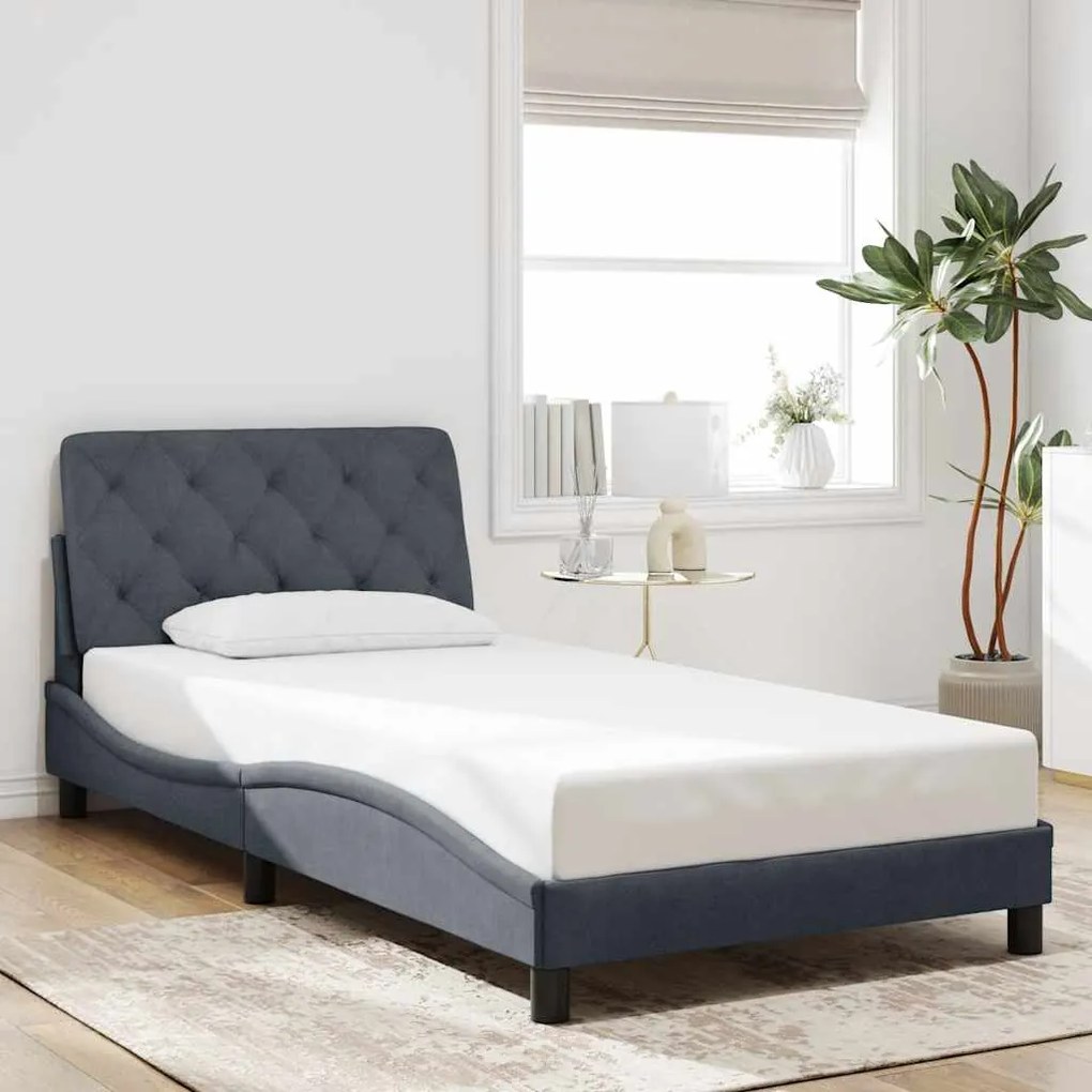vidaXL Estrutura de cama sem colchão 100x203 cm veludo cinza-escuro