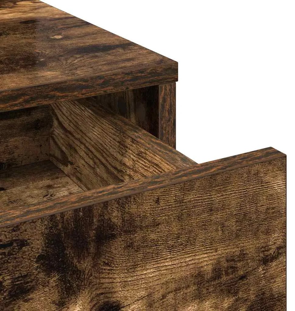 Mesa de Maquilhagem vidaXL com Luzes LED Carvalho Fumado 50x41x140 cm