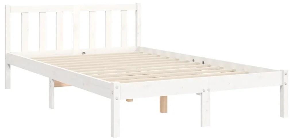 Estrutura de cama com cabeceira 120x200cm madeira maciça branco