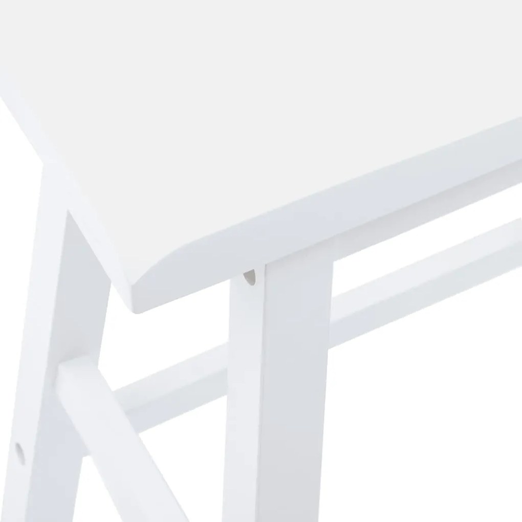 Bancos de bar 2 pcs madeira de seringueira maciça branco