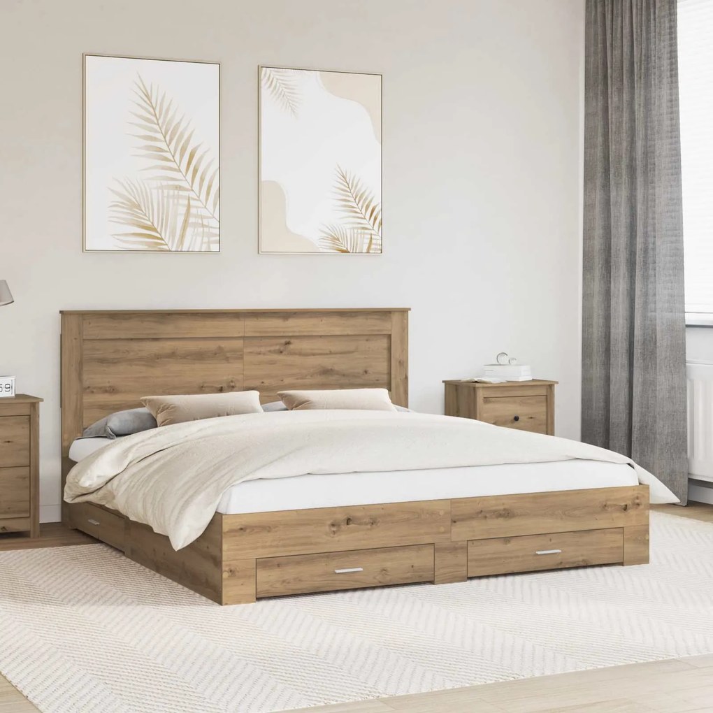 vidaXL Estrutura da Cama com gaveta com cabeceira Madeira processada