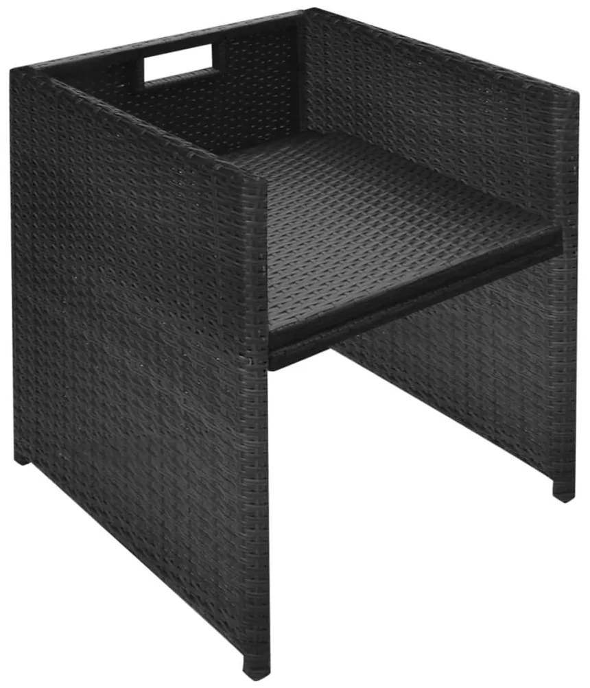3 pcs conjunto bistrô com almofadões vime PE preto