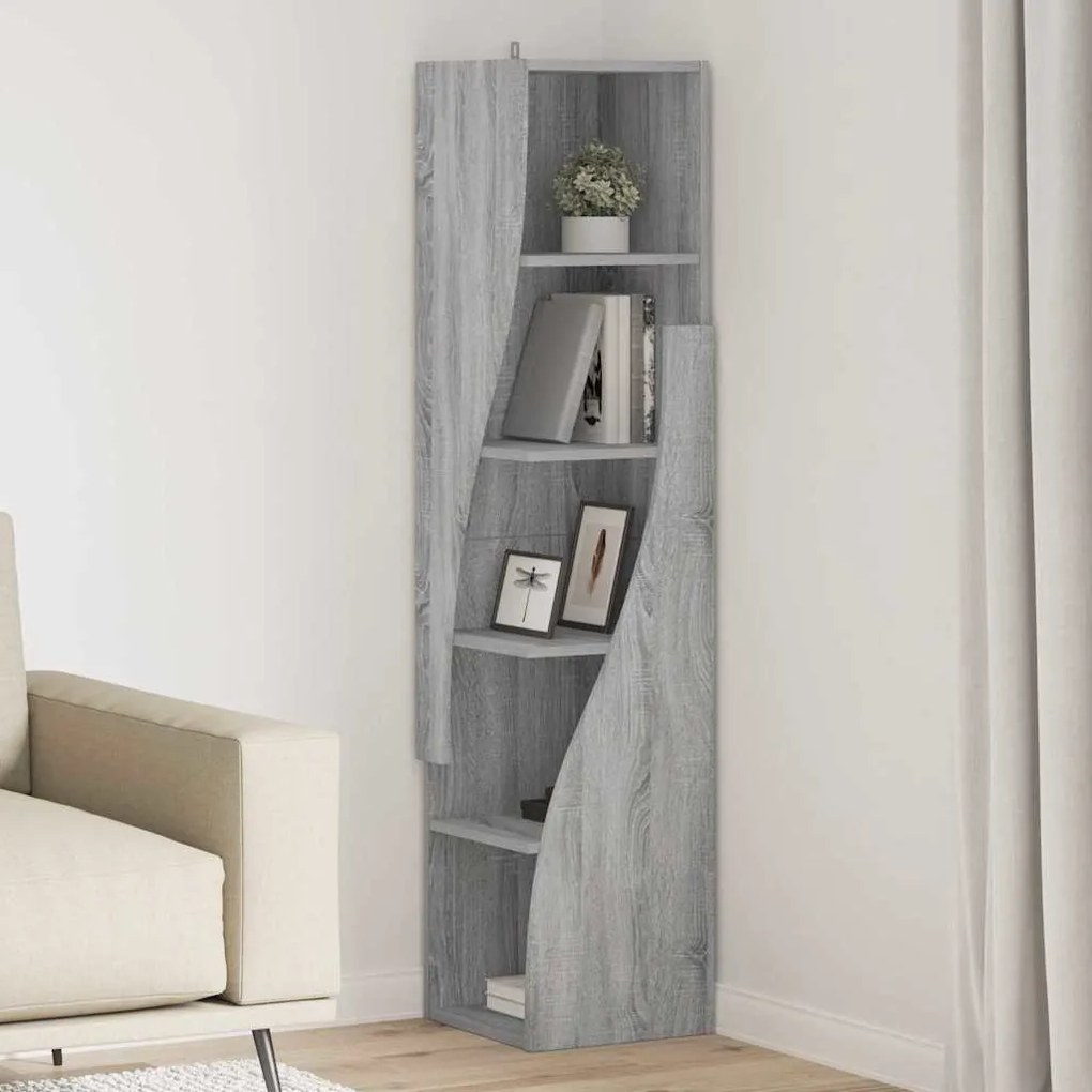 vidaXL Armário de canto Cinza Sonoma 32x32x140cm Madeira processada