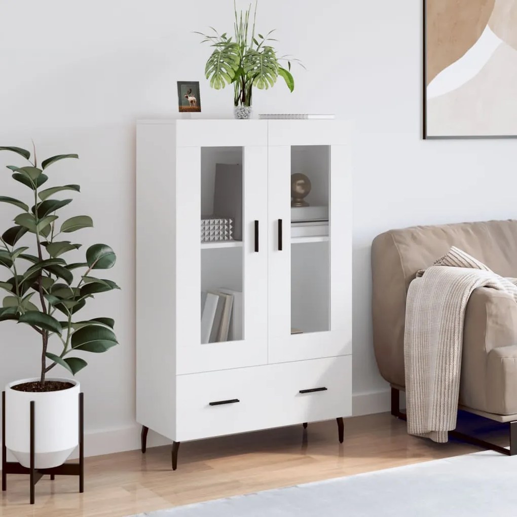 vidaXL Aparador alto 69,5x31x115 cm derivados de madeira branco