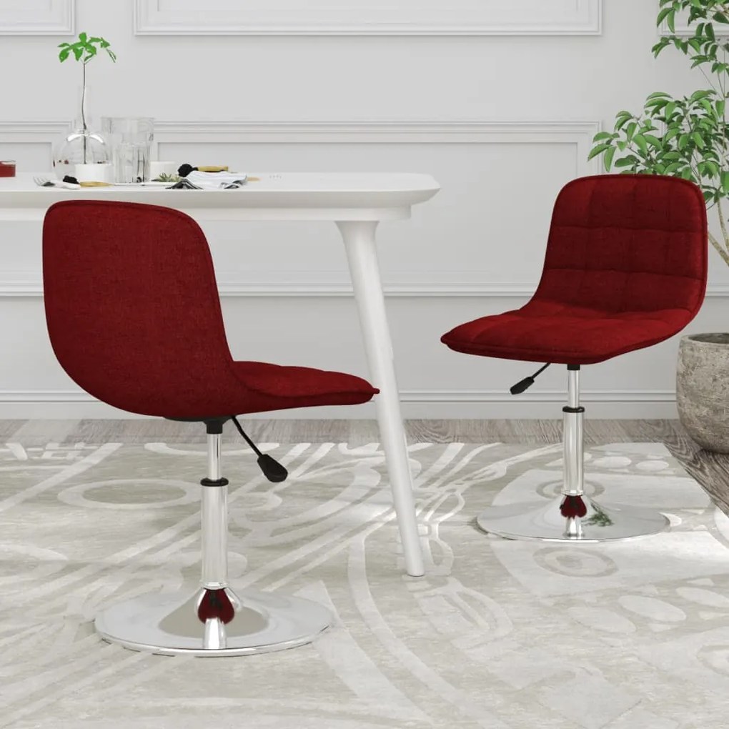 vidaXL Cadeiras de jantar giratórias 2 pcs tecido vermelho tinto