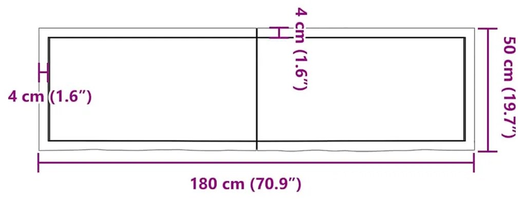 Prateleira de parede 180x50x(2-4)cm carvalho maciço não tratado