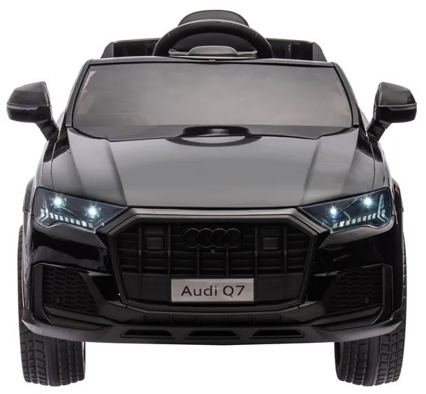 Carro elétrico infantil Audi Q7, 12V, módulo de música, banco em pele, pneus de borracha Preto