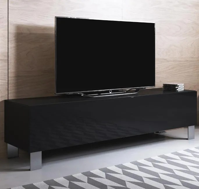 Mueble TV modelo Leiko H2 (160x42cm) color negro con patas de aluminio