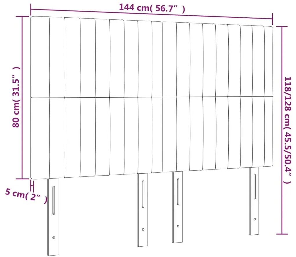 Cabeceira de cama 4 pcs tecido 72x5x78/88 cm castanho-escuro