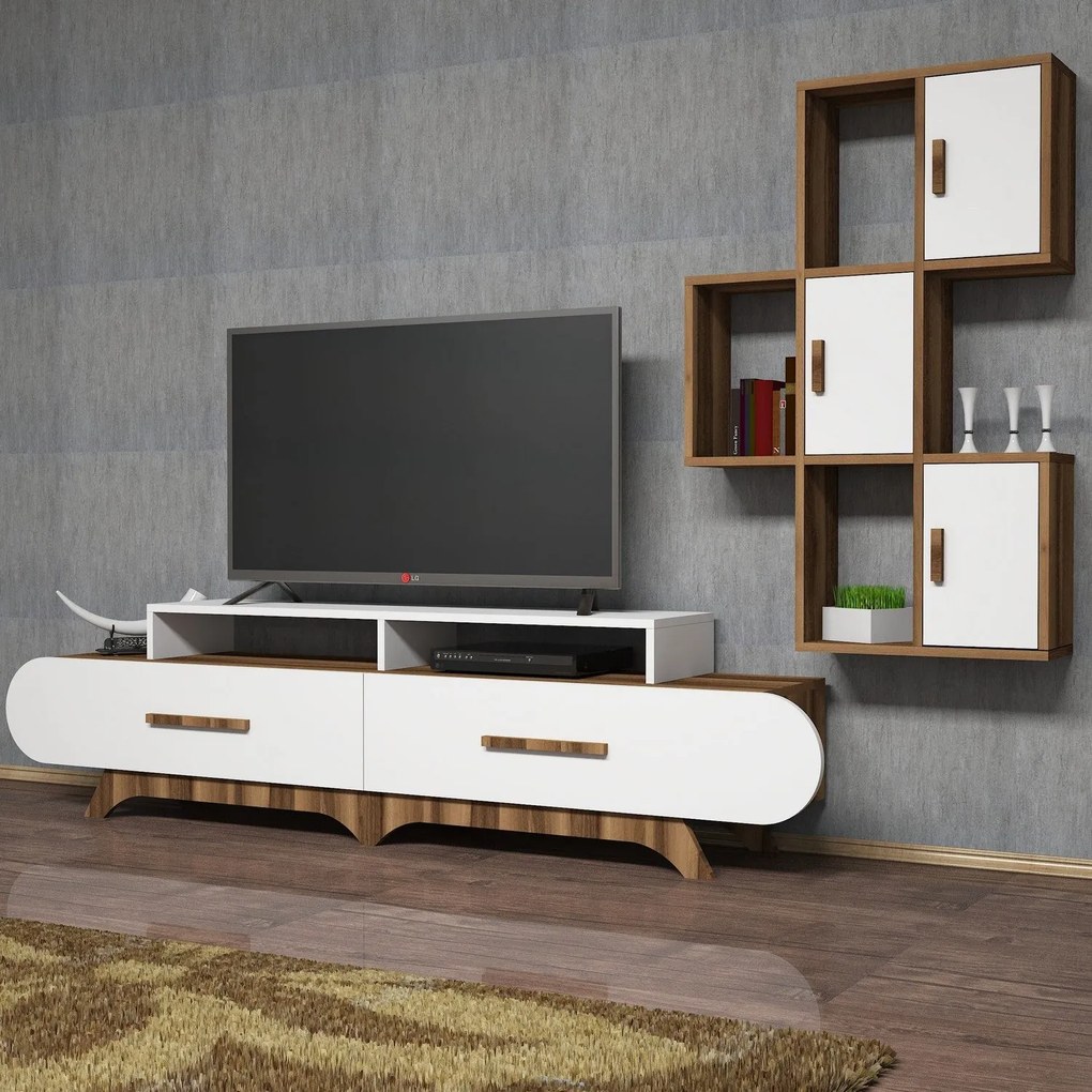 **** Móvel TV Flora – Nogueira e Branco – 205 x 50 x 36,8 cm

**