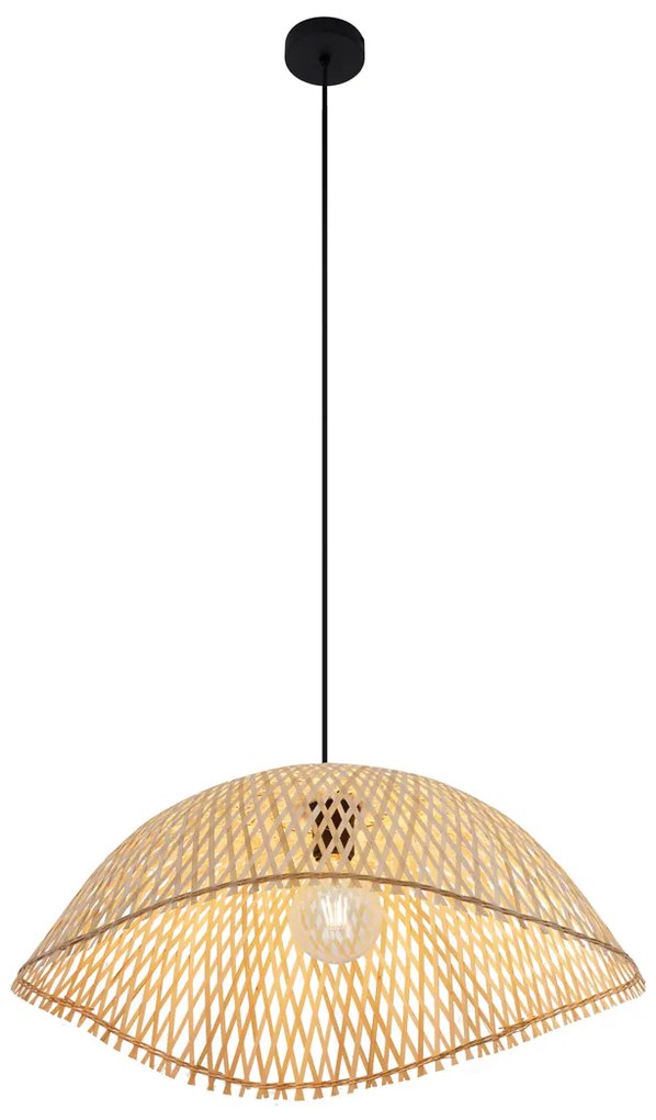 Candeeiro Pendente Boémio Preto com Bambu - Lily Boêmio