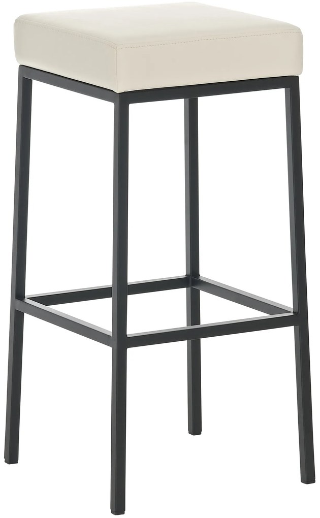Banco de bar Montreal em couro sintético e com estrutura preta 37 x 83 x 37 cm Creme