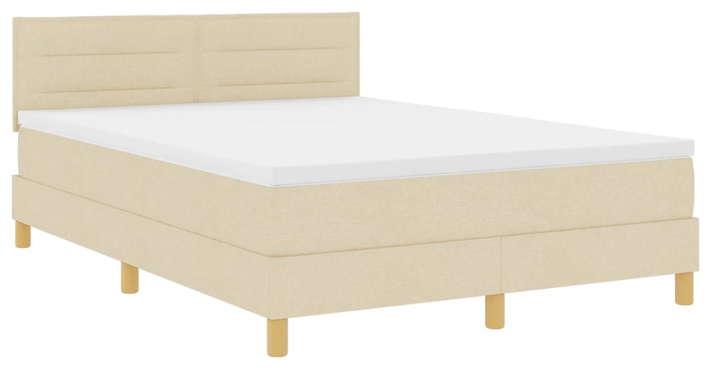 Cama Box Spring com Colchão Creme 140x190 cm Tecido