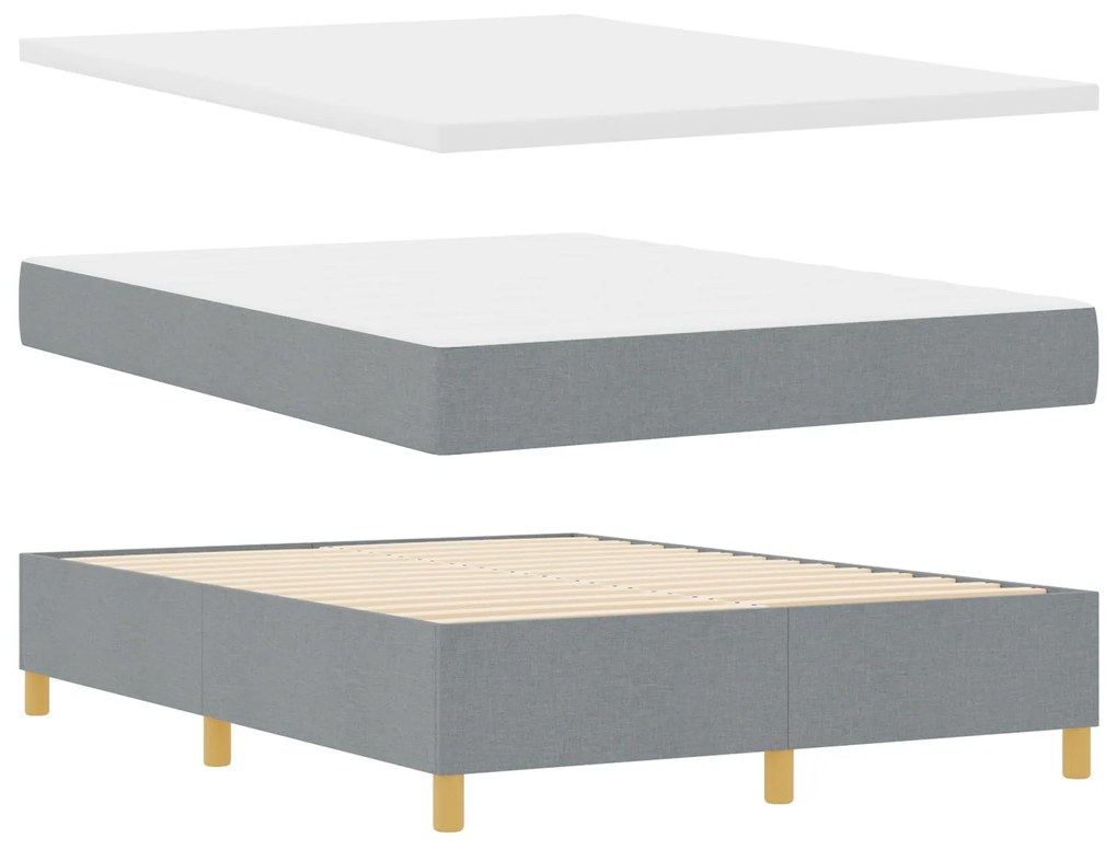 Cama Box Spring vidaXL com Colchão e Banco Cinza Claro 140x190 cm Teci